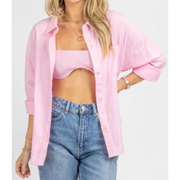 NEW LE LIS bralette + button down in pink - Picture 1 of 5